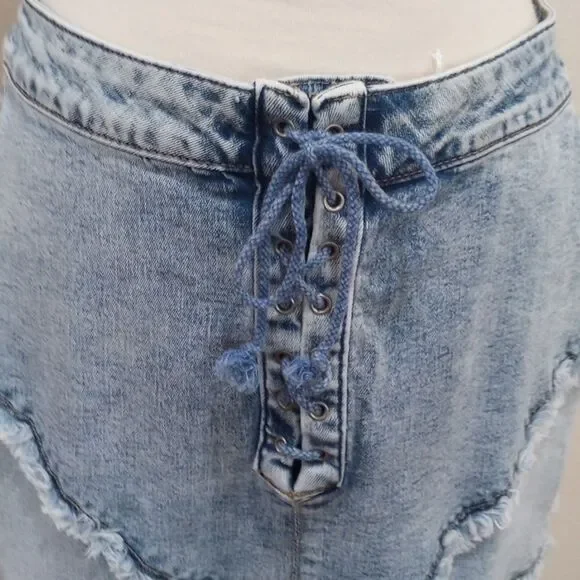 Wash Lab Denim Chevron Raw Hem Maxi Skirt - Size 29 / M - L - Picture 7 of 14